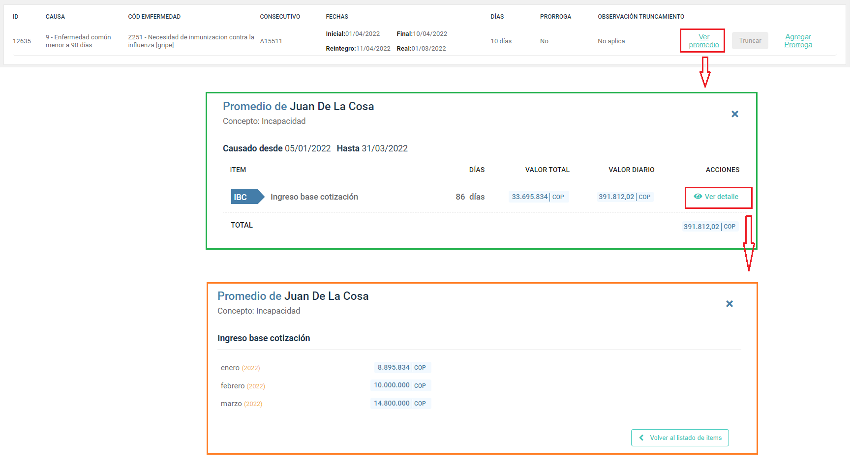 Promedio de incapacidad con salario variable