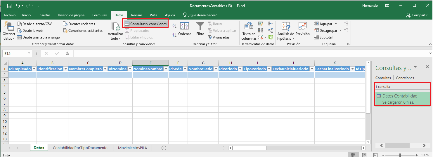 Seleccionar actualizar todo en el Excel