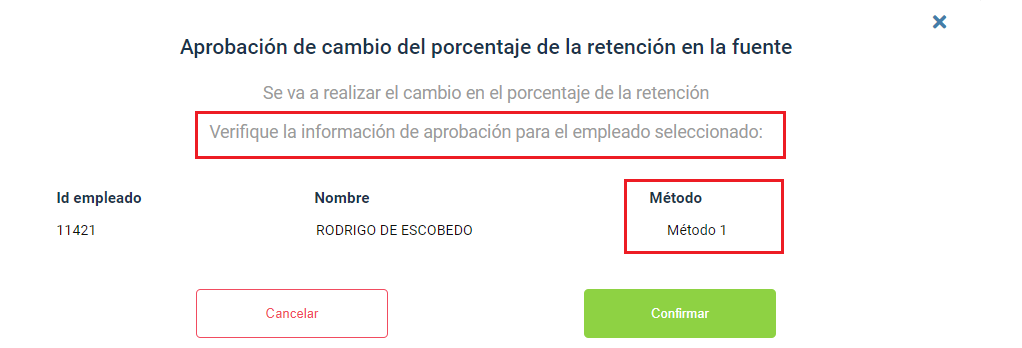 Aprobar el cálculo de retención en la fuente método 1