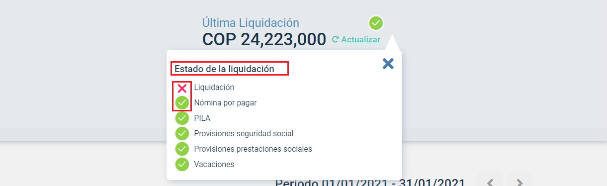 Estado de salud liquidación salario integral