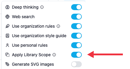 Apply Library Scope toggle in the chat settings menu