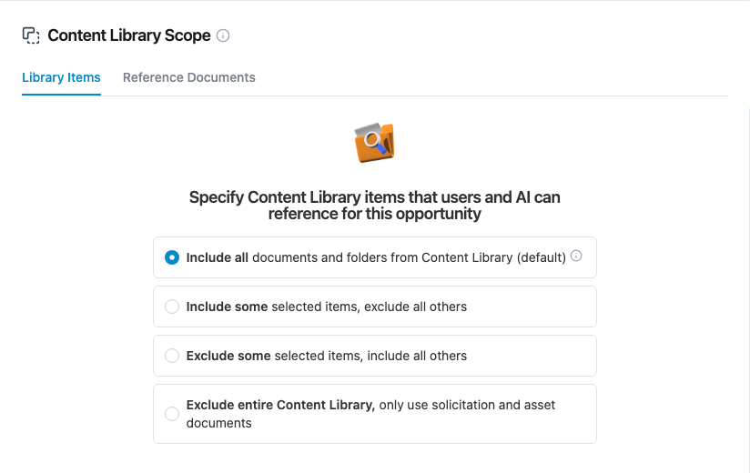 Content Library Scope panel with the Library Items tab