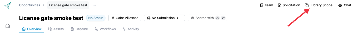 Library Scope button in the opportunity header
