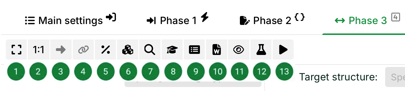 User interface showing phases and settings for a project management tool.