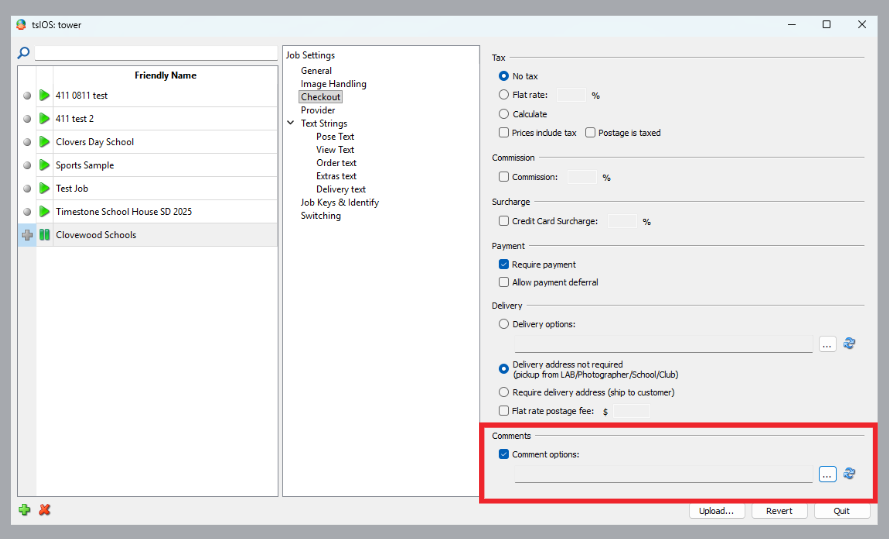 Adding Comment options in tsIOS