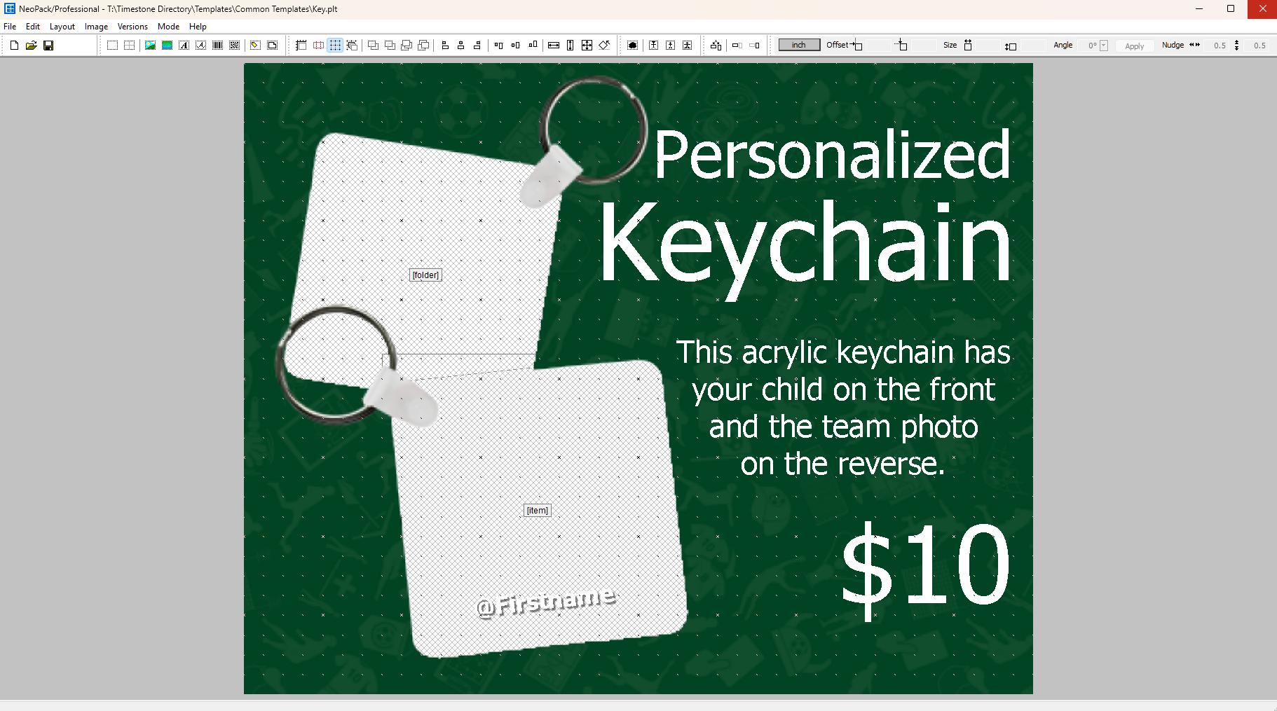 Personalized acrylic keychain featuring a child's photo and team picture for $10.