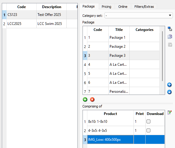 Overview of package options and pricing details for various products and services.