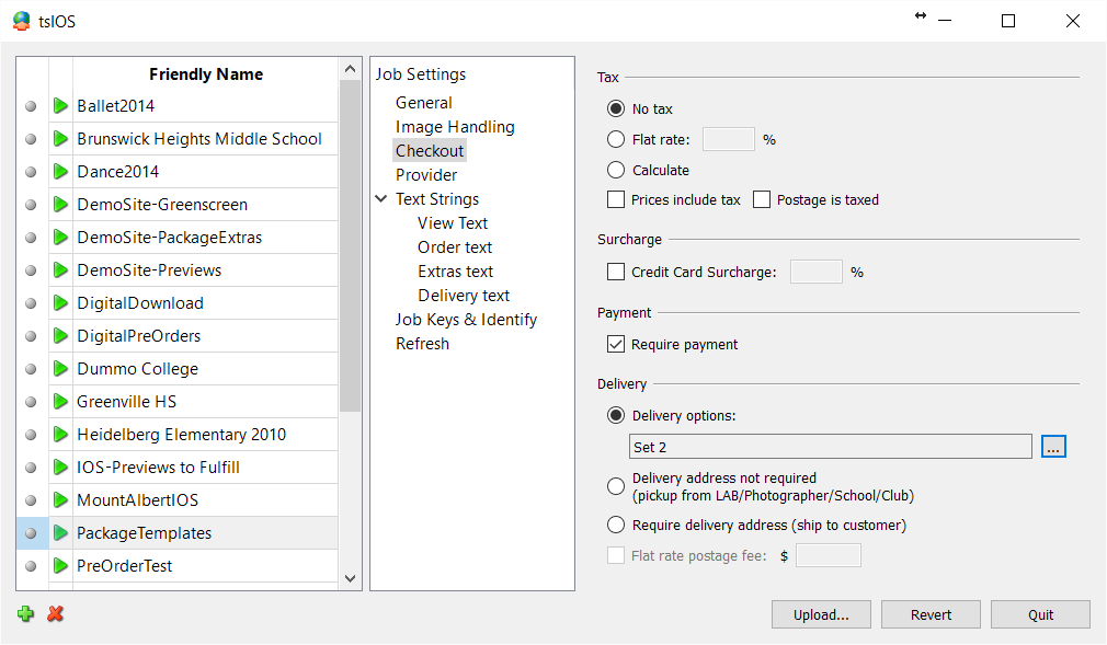 Setting Delivery Options in tsIOS