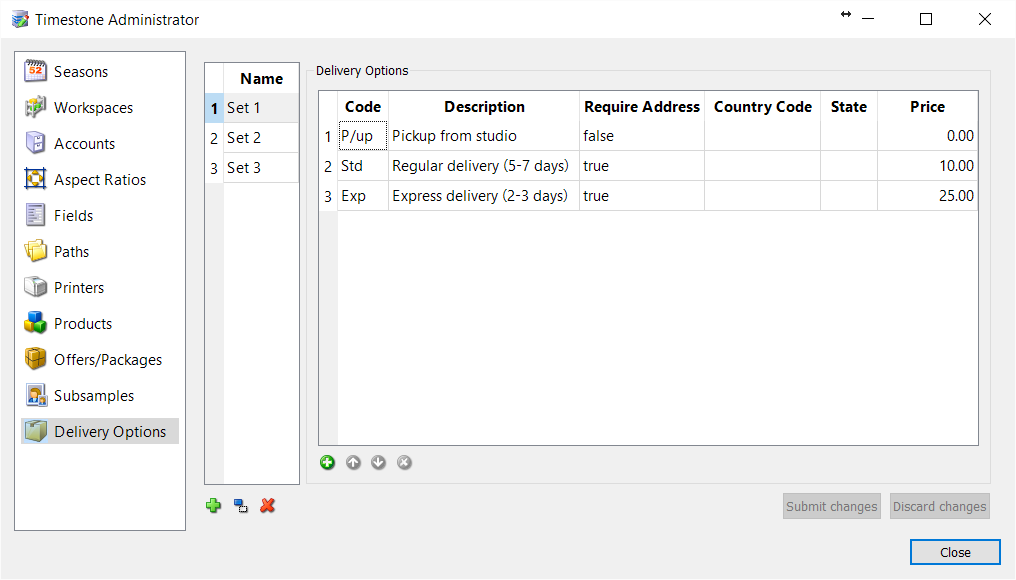 Defining Delivery Options in tsAdmin