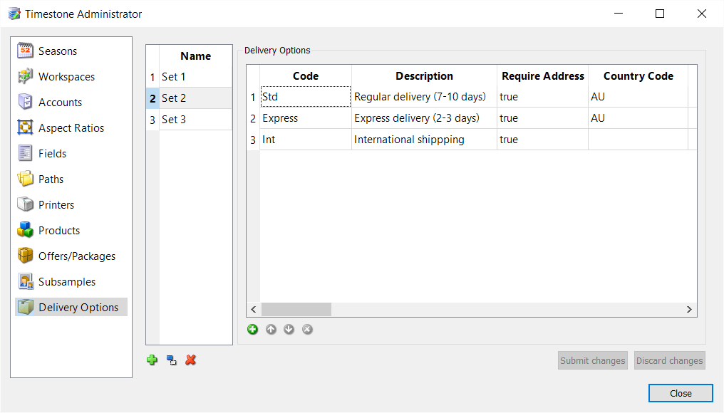 Defining Delivery Options in tsAdmin