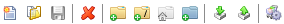 Various file management icons including folders, save, and delete options displayed horizontally.