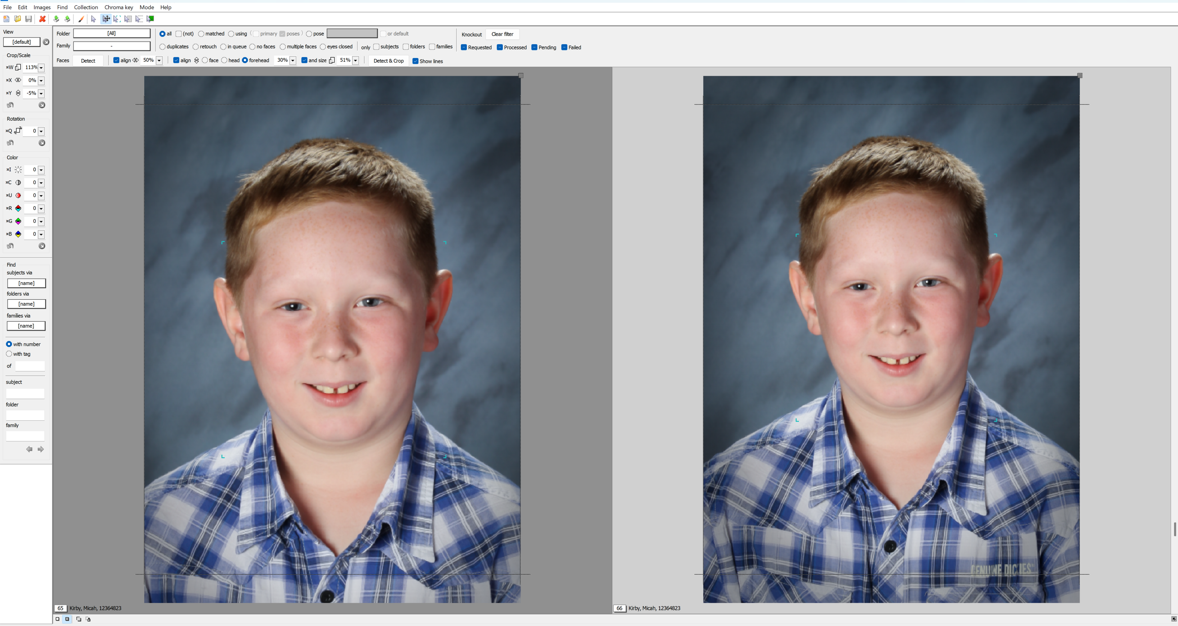 A duplicated subject image in Images Mode
