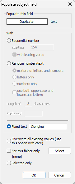 Using Populate Field to duplicate a field