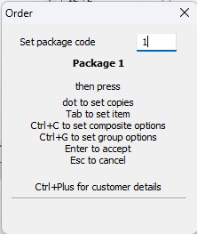 Manual order entry dialog box.