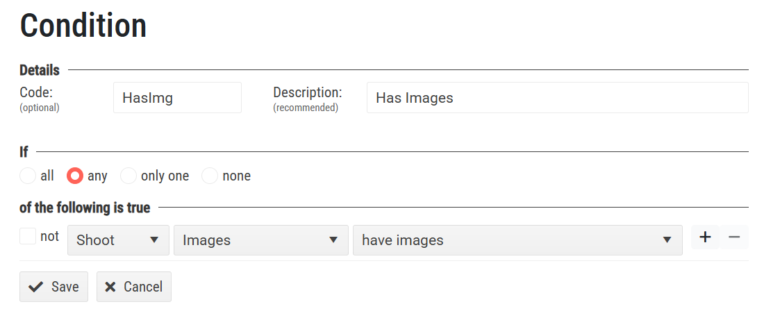 A condition that checks for images