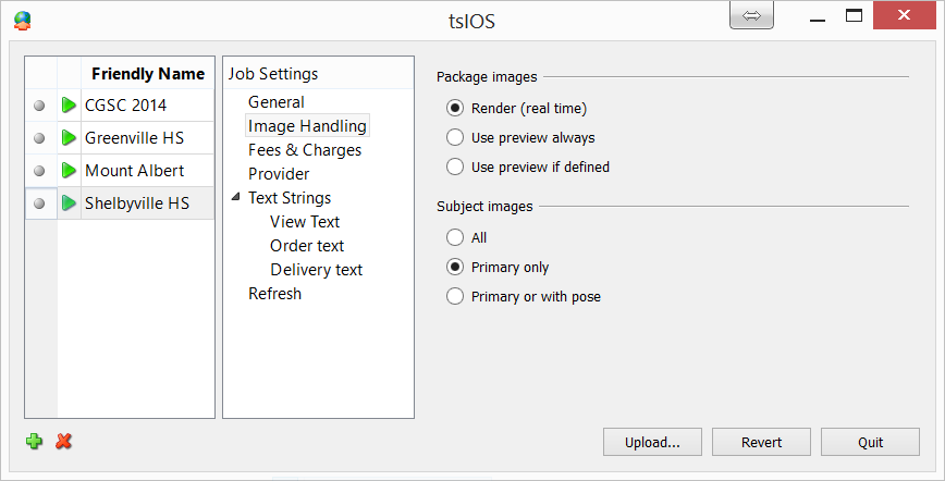 Selecting the Package images option in tsIOS
