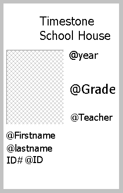 Template for student information including name, grade, teacher, and ID details.