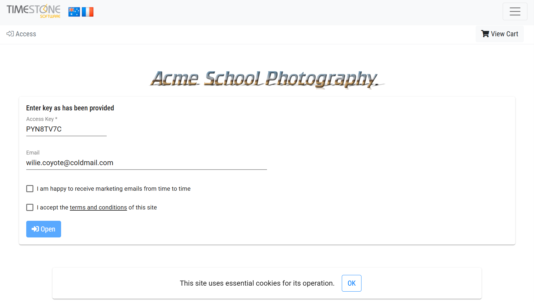 The IOS login page with all four options.