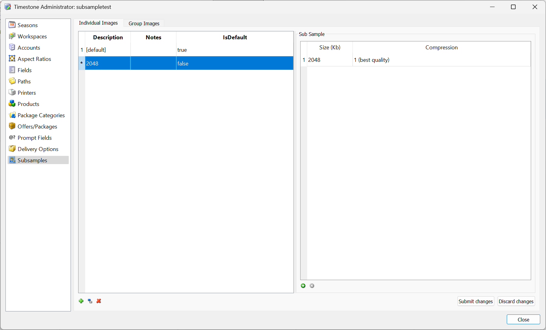 Creating a subsample set with a size of 2048K for previews