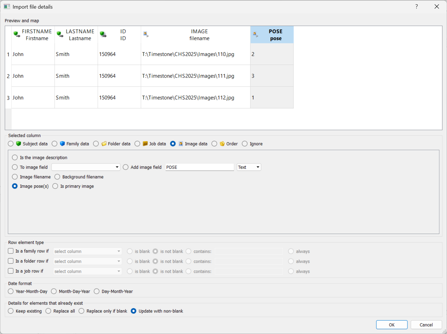 Importing poses via text file
