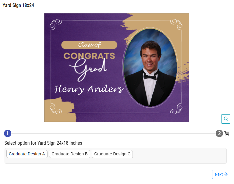 Yard sign celebrating Henry Anders' graduation with congratulatory message and photo.
