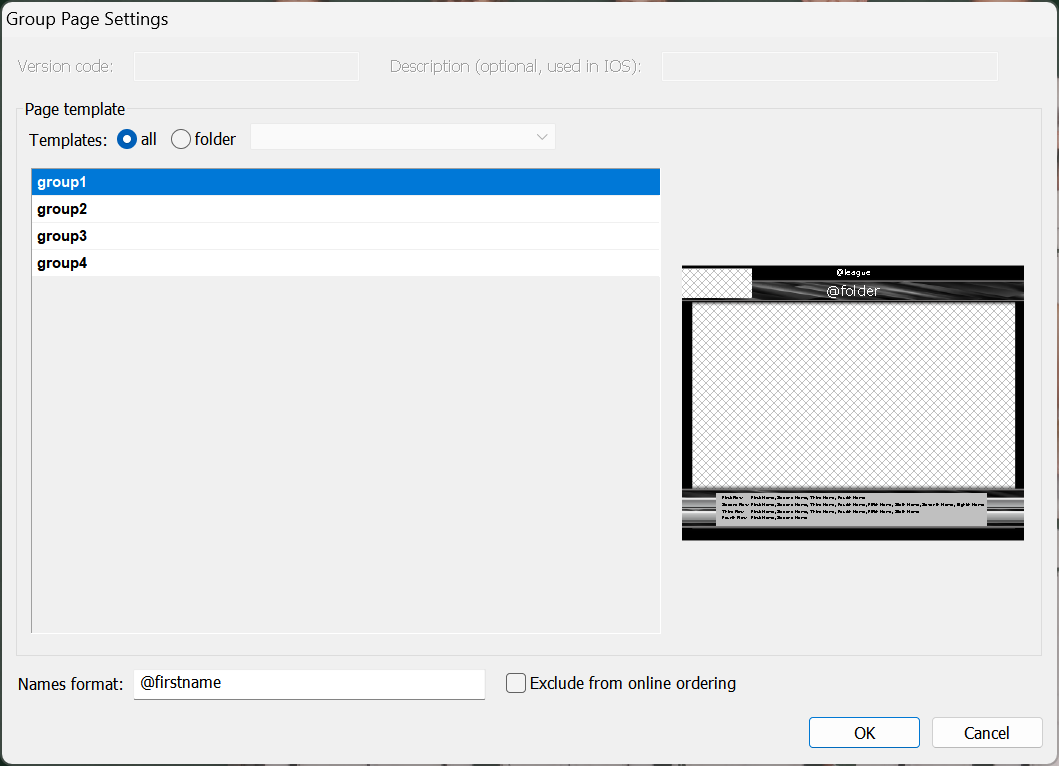 The NeoGroup Group Page Settings window.