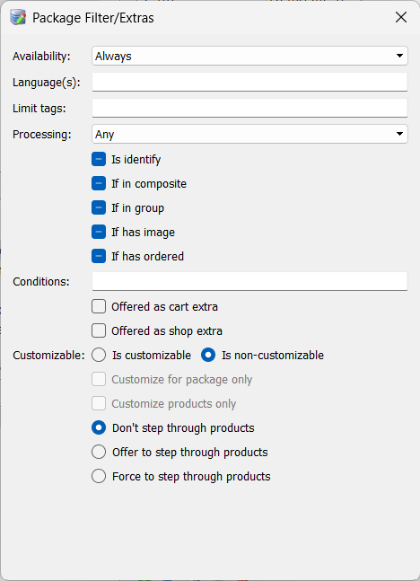 Marking a package as non-customizable