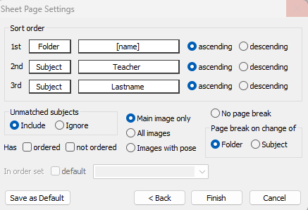 Settings for sorting folders and subjects in a document management system interface.