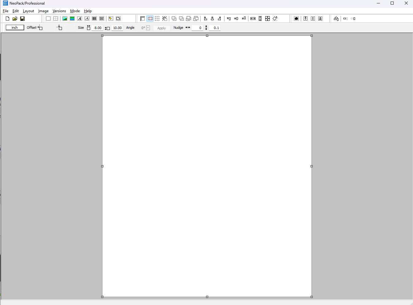 A blank document interface with various editing tools displayed at the top.