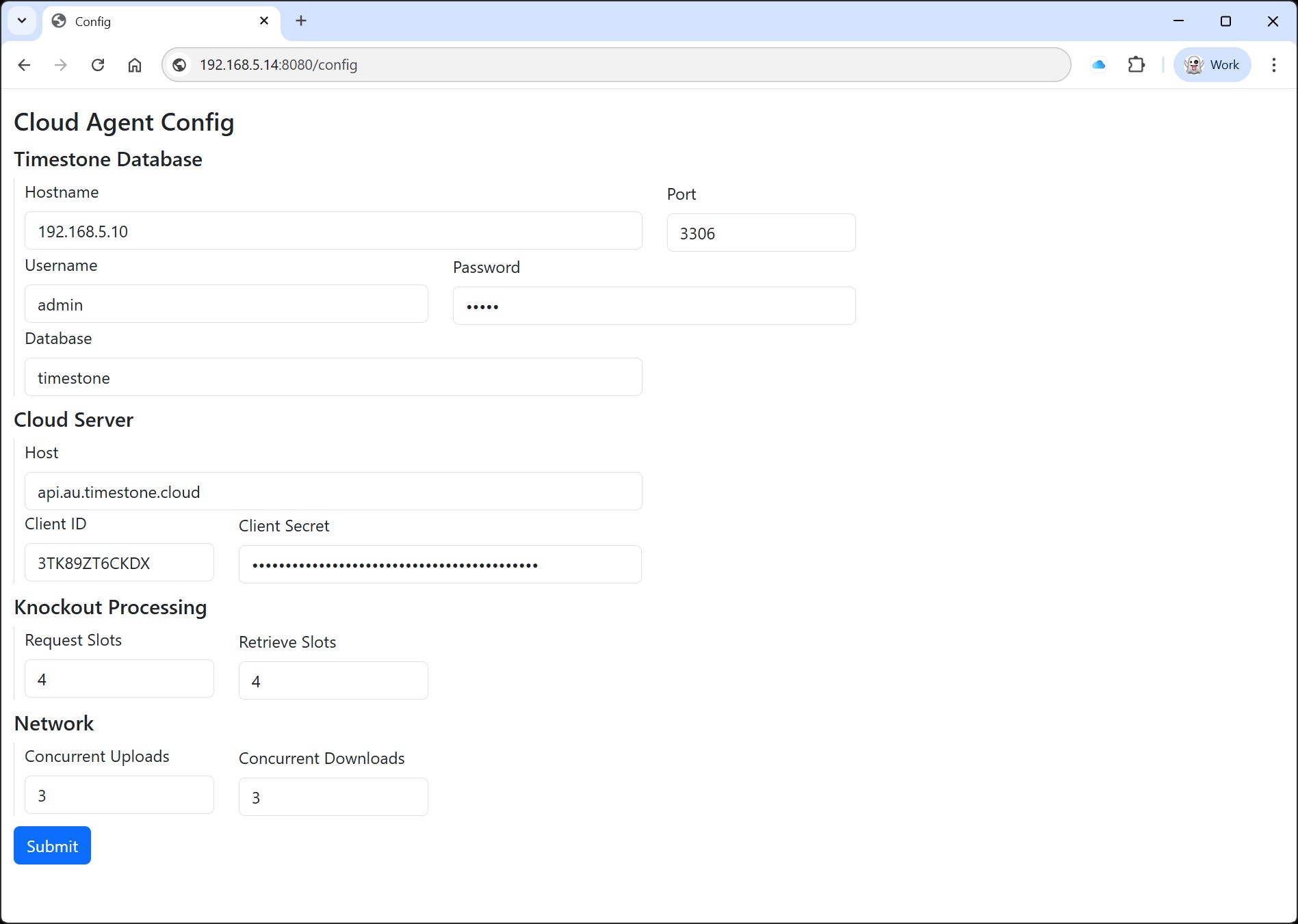 Configure the Timestone Cloud Agent