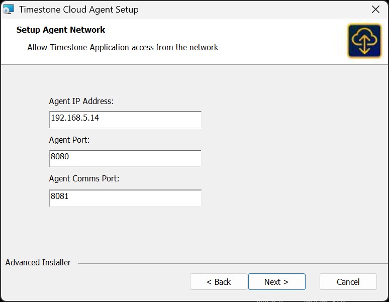 Specifying the IP address and ports for the Cloud Agent Server