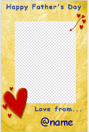 A Father's Day card template with space for a personalized message and hearts.