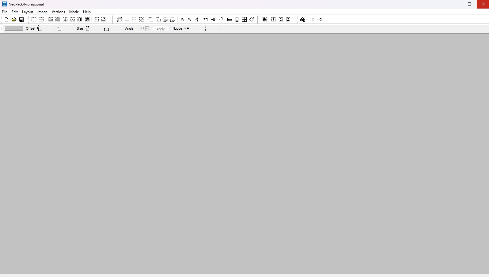 NeoPack Professional interface displaying various editing tools and a blank workspace.