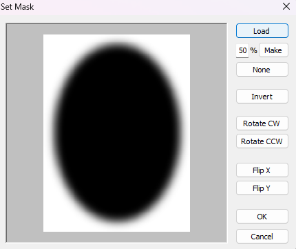 User interface for setting a mask with various options and controls displayed.