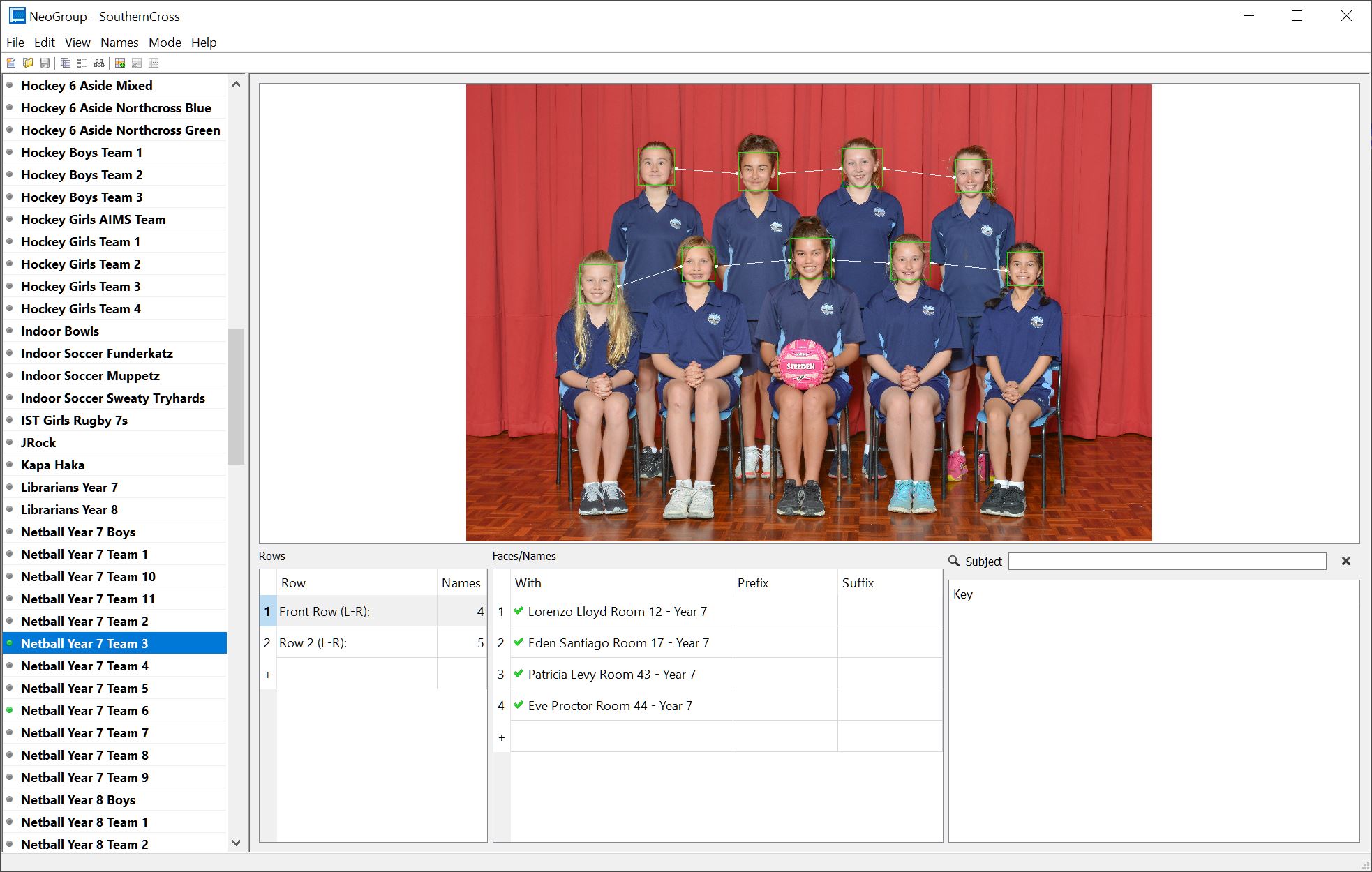 A group photo named by face detection and recognition
