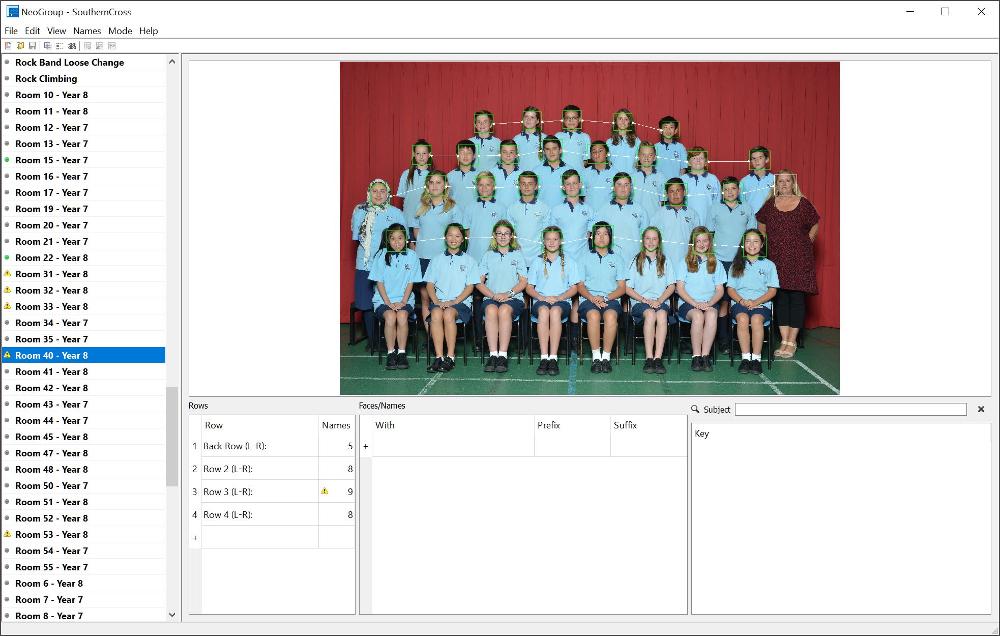 Group photo where a face (the teacher) has been detected but not recognized