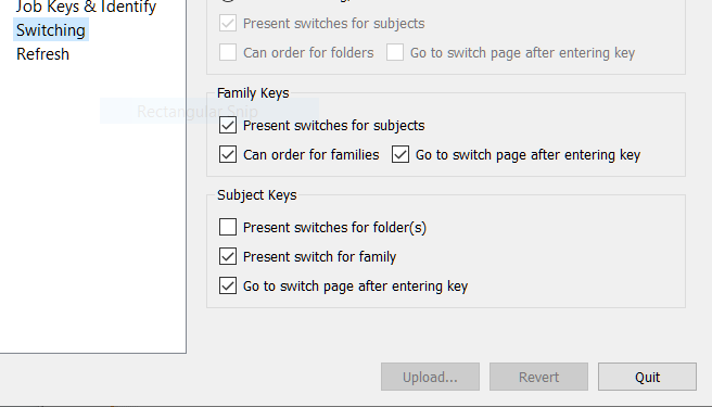 Family switching options in tsIOS