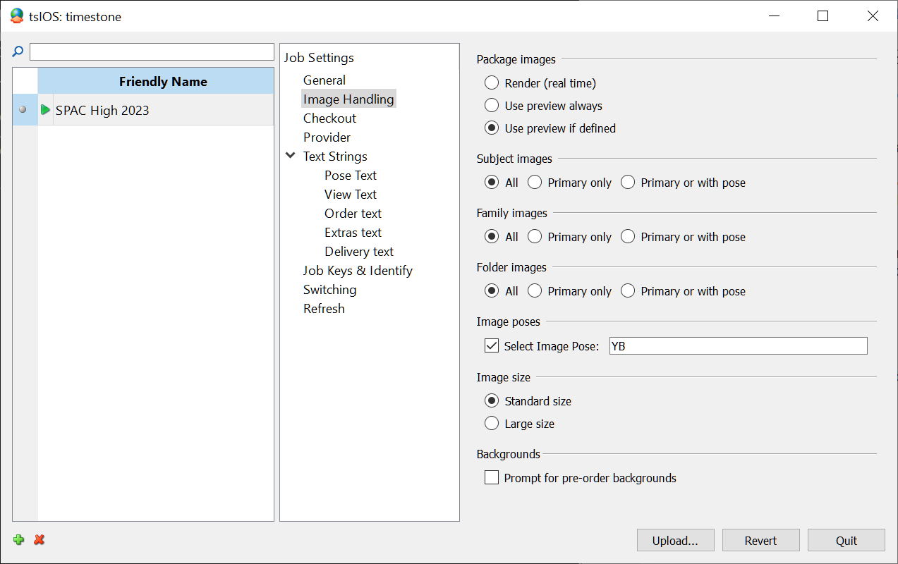 Enabling pose selection in tsIOS