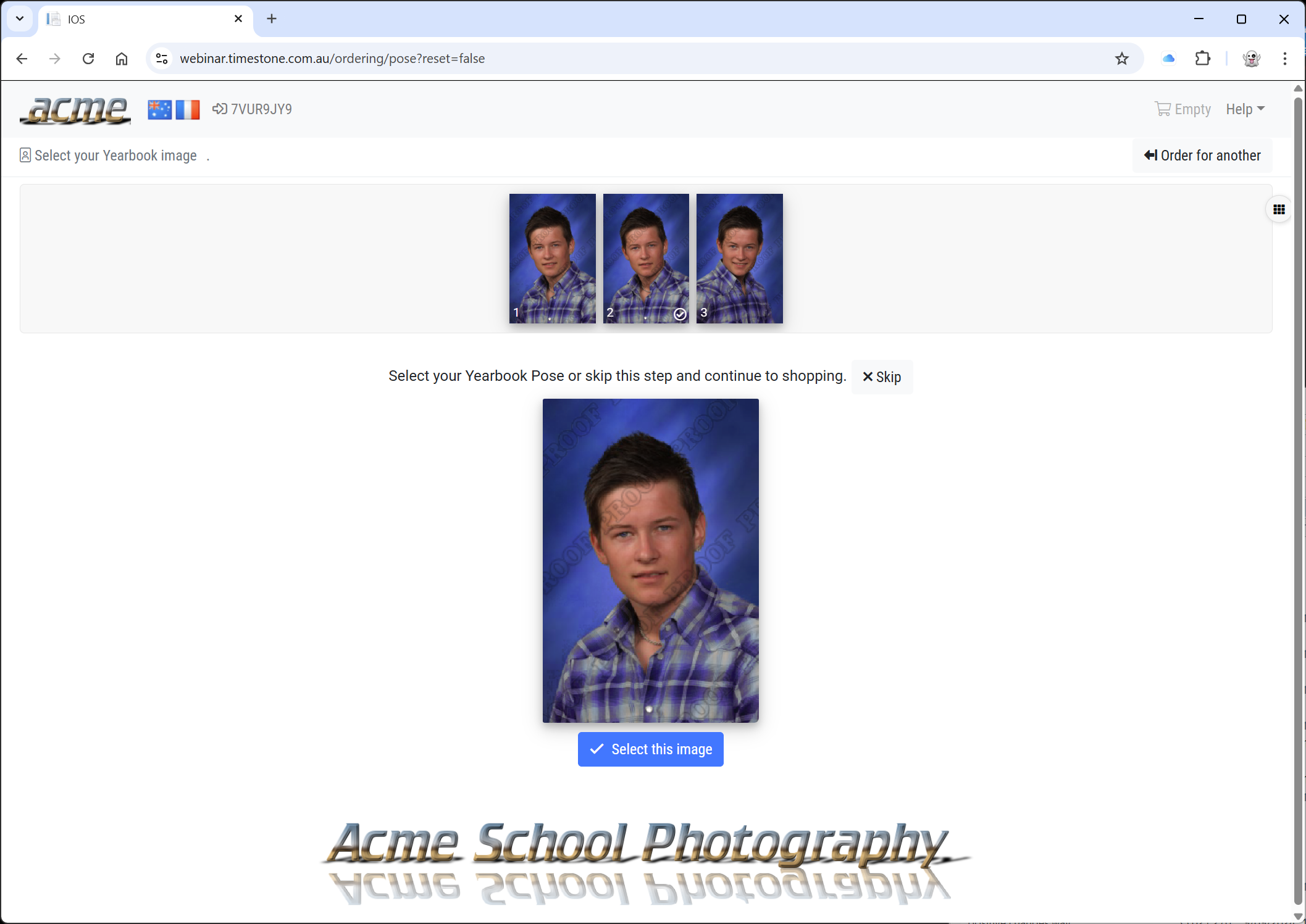 The Pose Selection Page in IOS