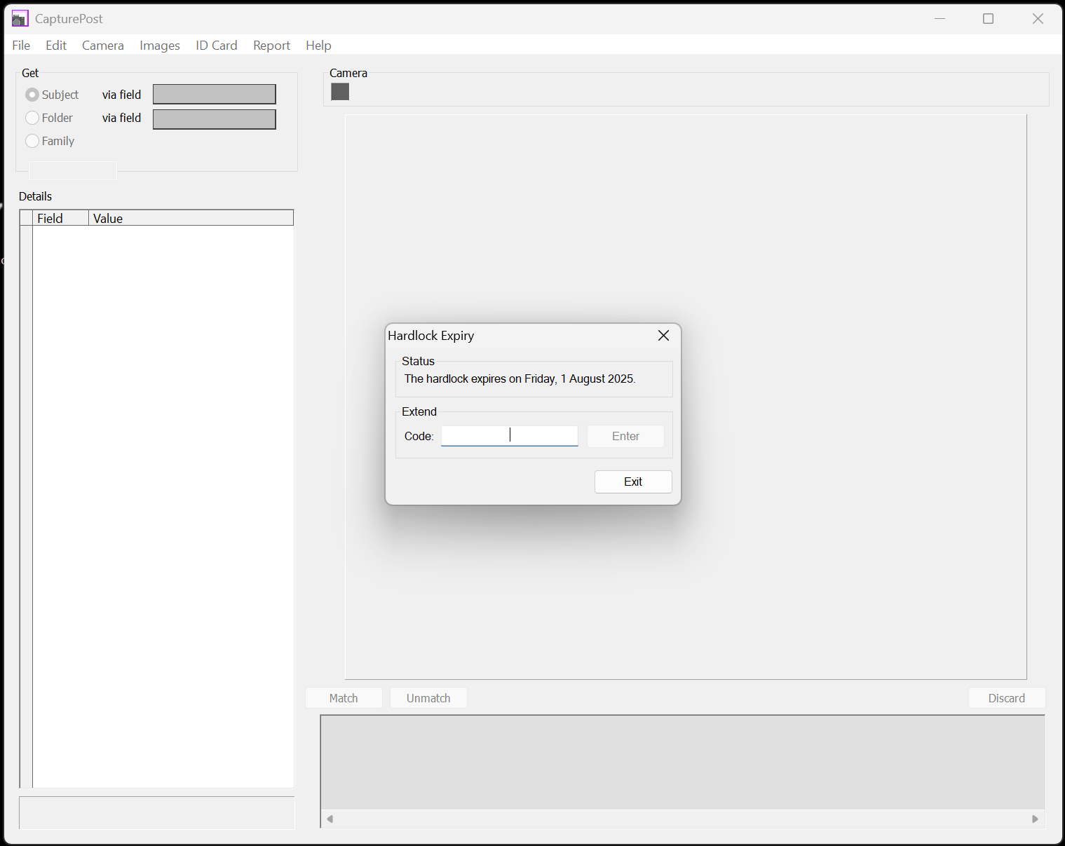 The Hardlock Expiry window in CapturePost