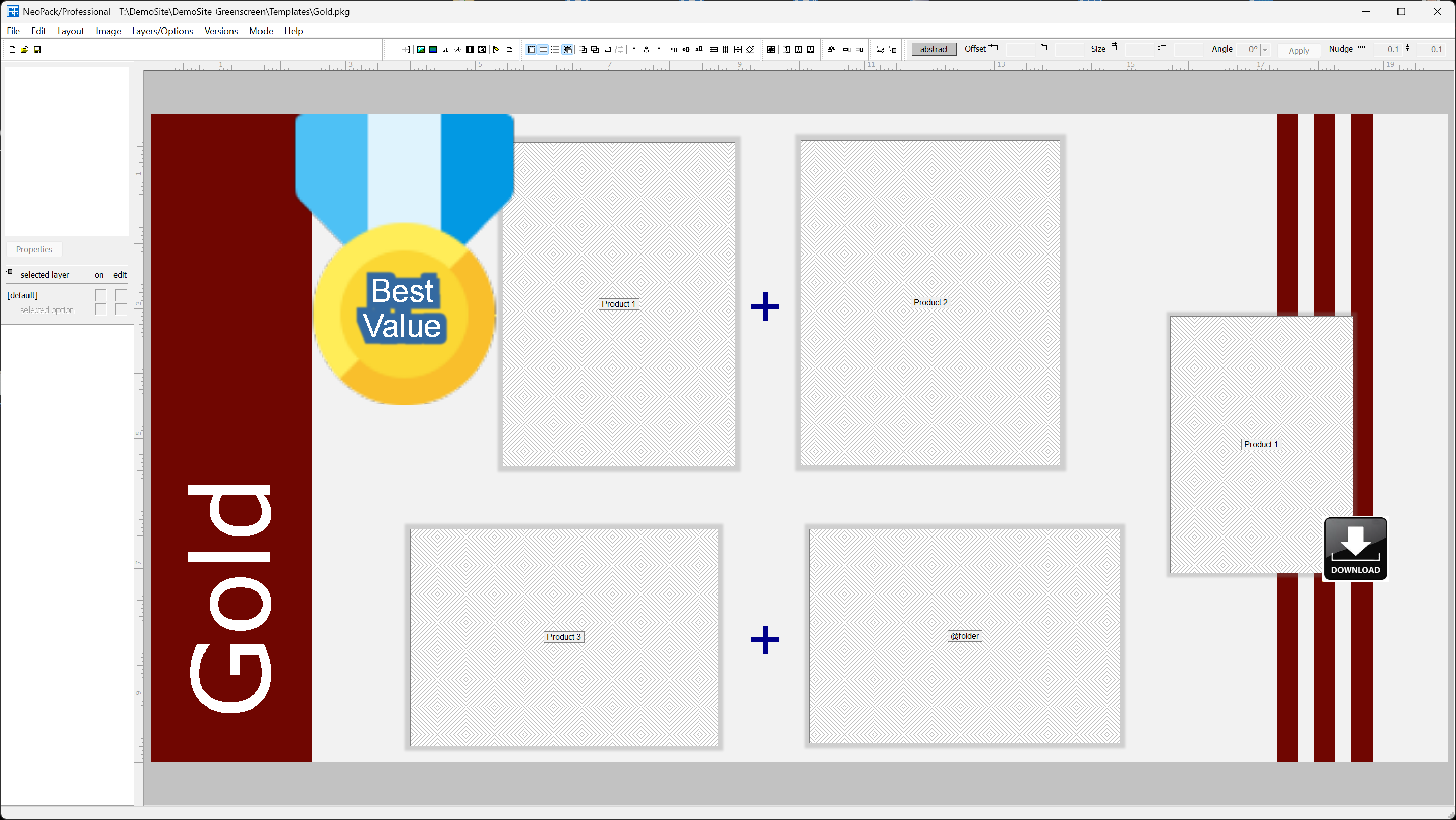 A Package Template open in the Template Designer