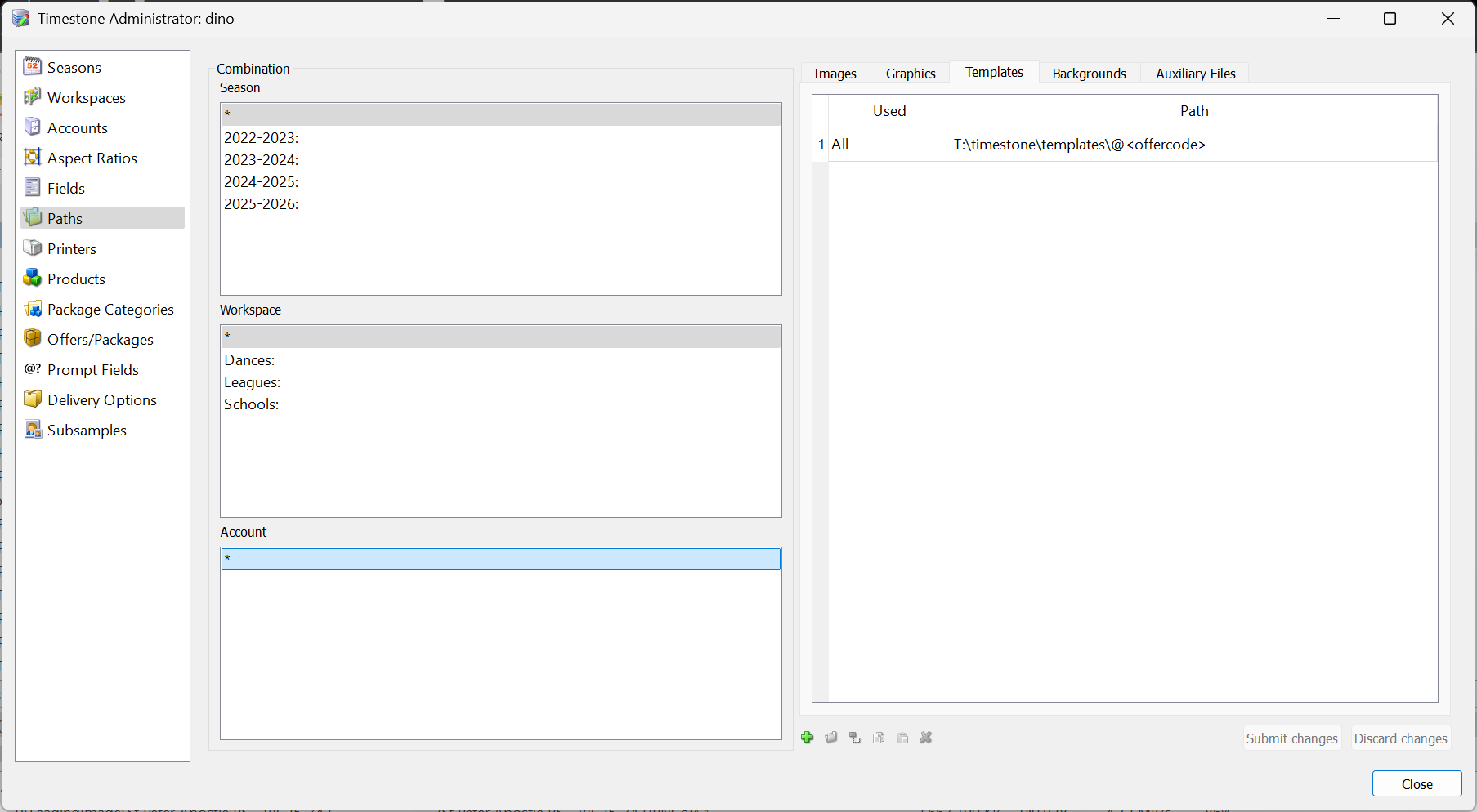 Entering a template path using @<offercode>