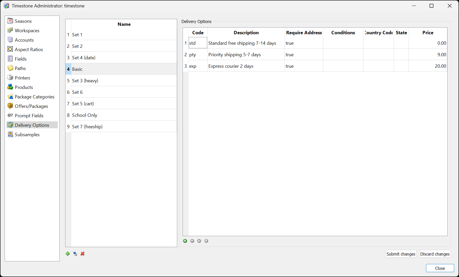 Delivery Options in tsAdmin