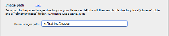 Input field for setting the parent images directory in tsPortal application.