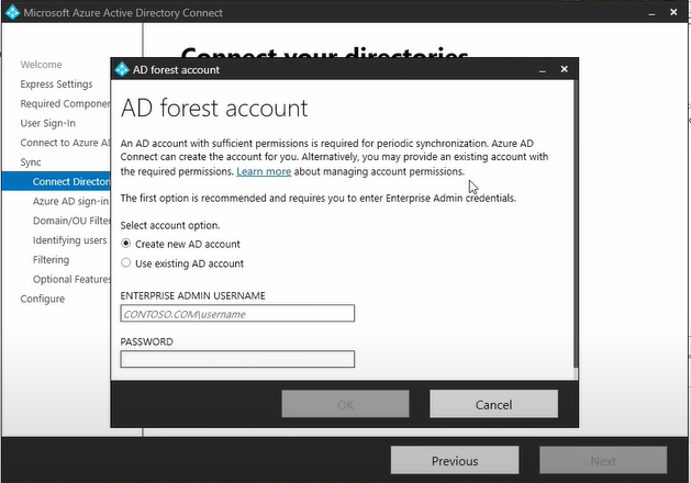 Install and Configure Azure AD Connect to Sync On Premises AD Users