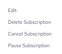 Subscription action menu