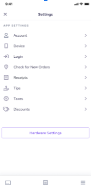 Access hardware settings from in app