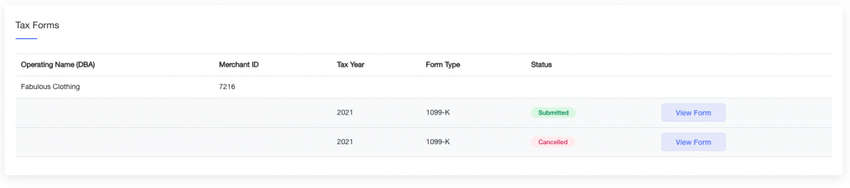 available 1099-K's tax forms