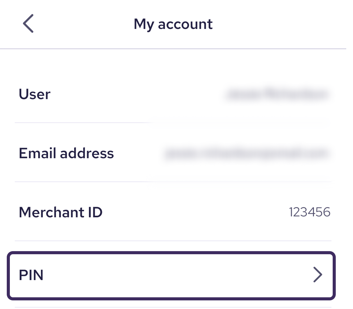 My account - PIN option