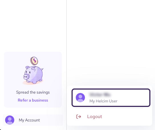 My Helcim User option